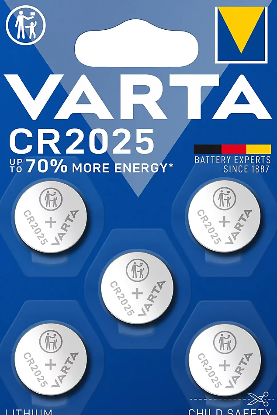 Pile au lithium CR2025 Varta, lot de 5