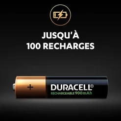 Pile rechargeable AAA (LR03) Duracell 900Mah, lot de 4