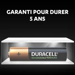 Pile rechargeable AAA (LR03) Duracell 900Mah, lot de 4