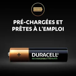 Pile rechargeable AAA (LR03) Duracell 750Mah, lot de 4