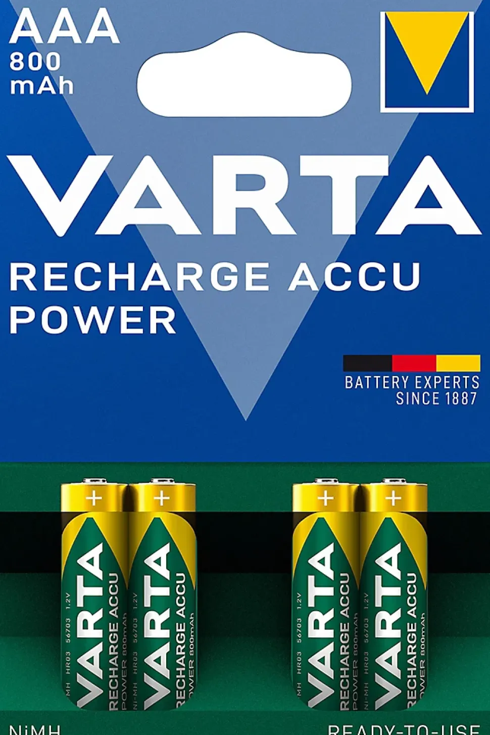 Pile rechargeable Ni-MH AAA (LR03) Varta, lot de 4