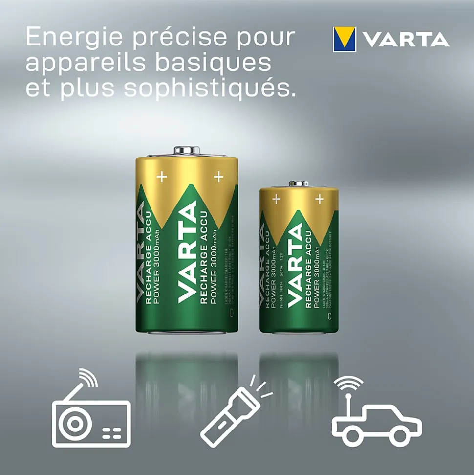 Pile rechargeable Ni-MH D (LR20) Varta, lot de 2