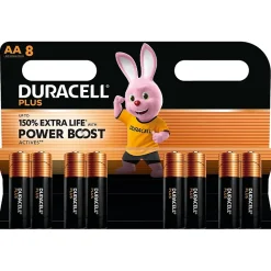 Piles alcaline AA LR6 Duracell Plus Powerboost - lot de 8