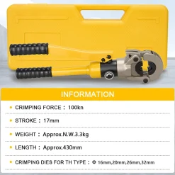 Pince à sertir multi-couches jaune 100kN pour raccords : TH16, 20, 26, 32