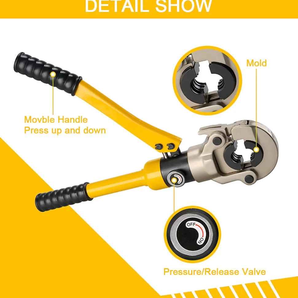 Pince à sertir multi-couches jaune 100kN pour raccords : TH16, 20, 26, 32
