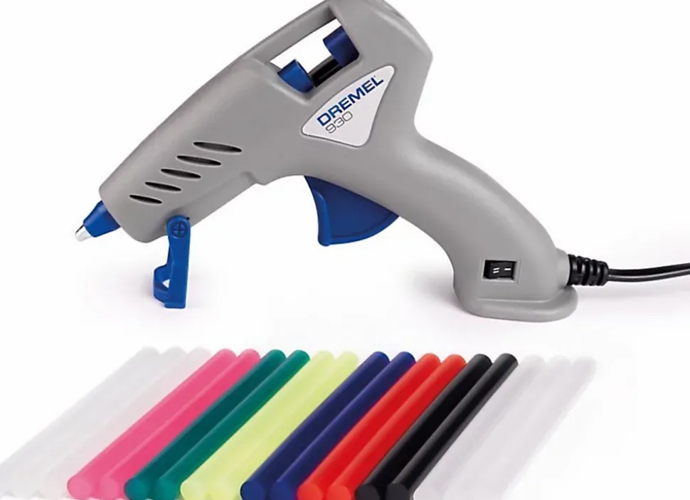 Pistolet à colle chaude Dremel 930 + 18 bâtons