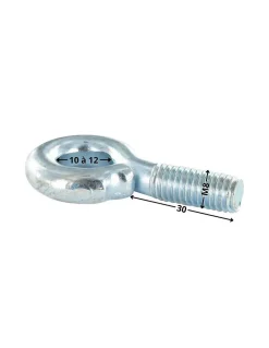 Piton Métaux M8X30 Diamètre Oeil 10 à 12 Acier zingué - 10 pièces