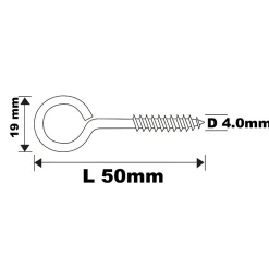 Piton à vis en acier zingué 50x19 mm - 2 pièces