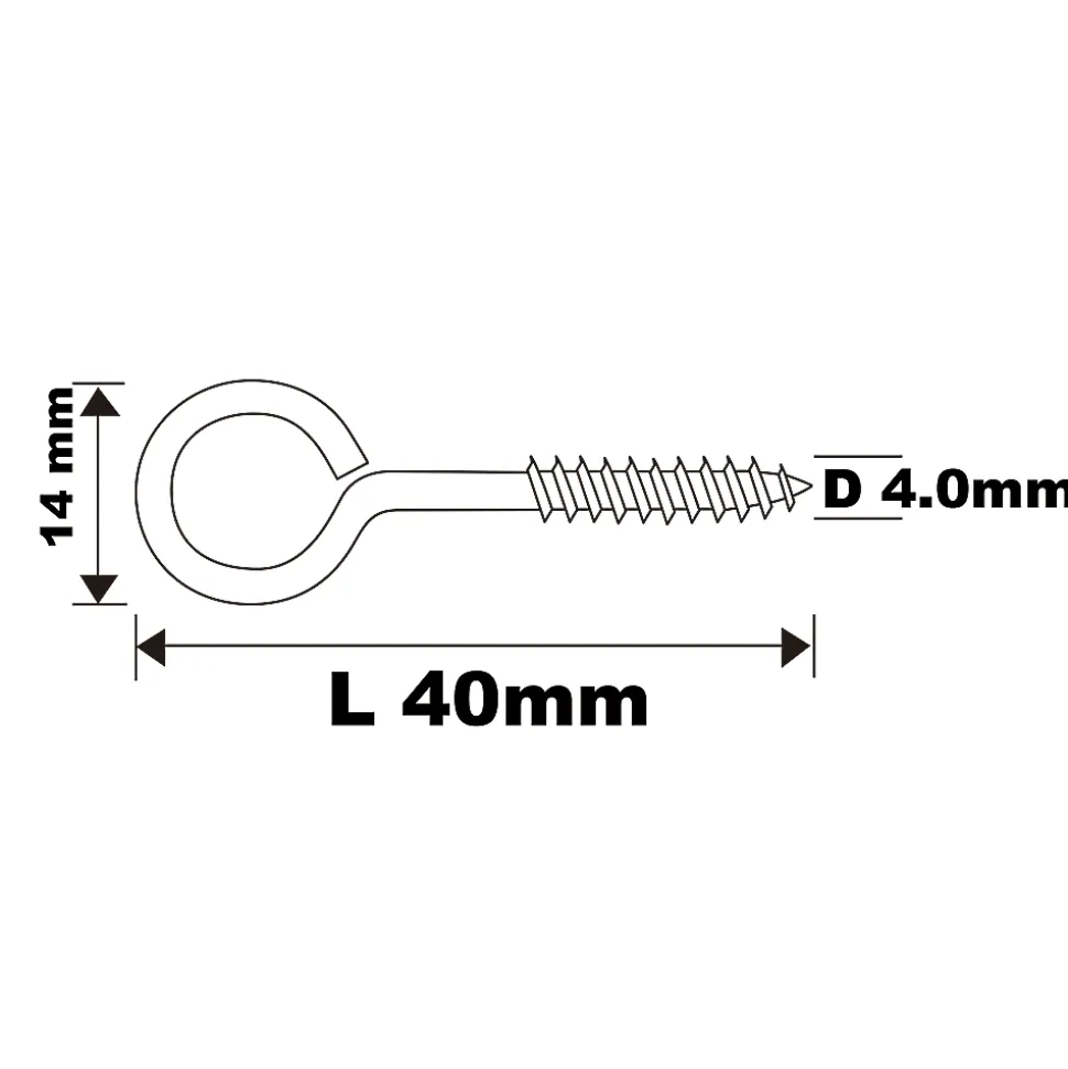 Piton à vis en acier zingué 40x17 mm - 4 pièces