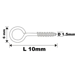 Piton à vis en acier zingué 10x9 mm - 16 pièces