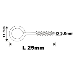 Piton à vis en acier zingué 25x10 mm - 500 pièces