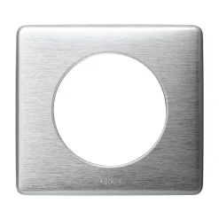 Plaque de finition 1 poste Legrand Céliane 0 998 65 coloris aluminium l.90 x P.9 x H.82 mm