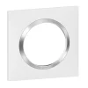 Plaque de finition 1 poste Legrand Dooxie 6 008 41 coloris blanc mat avec bague effet chrome l.87 x P.10 x H.87 mm