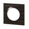 Plaque de finition 1 poste Legrand Dooxie 6 008 81 coloris bois ébène avec bague noire brillante l.87 x P.10 x H.87 mm