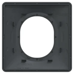 Plaque de finition 1 poste Schneider Electric Ovalis S340702G coloris anthracite avec liseré argent chromé l.87 x P.10 x H.87 mm