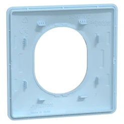 Plaque de finition 1 poste Schneider Electric Ovalis S320702C coloris bleu azurin l.87 x P.10 x H.87 mm