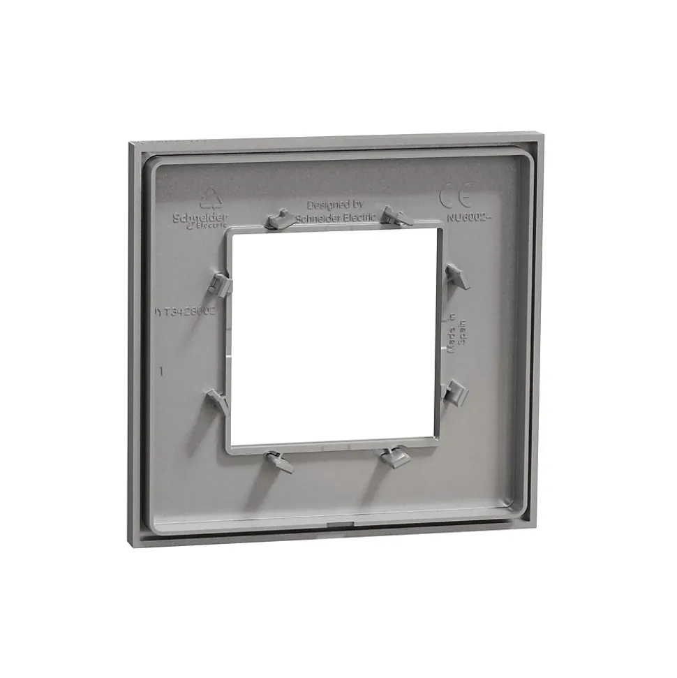Plaque de finition 1 poste Schneider Electric Unica Déco Essentielle NU600224 coloris gris clair l.88,6 x P.10,25 x H.85 mm