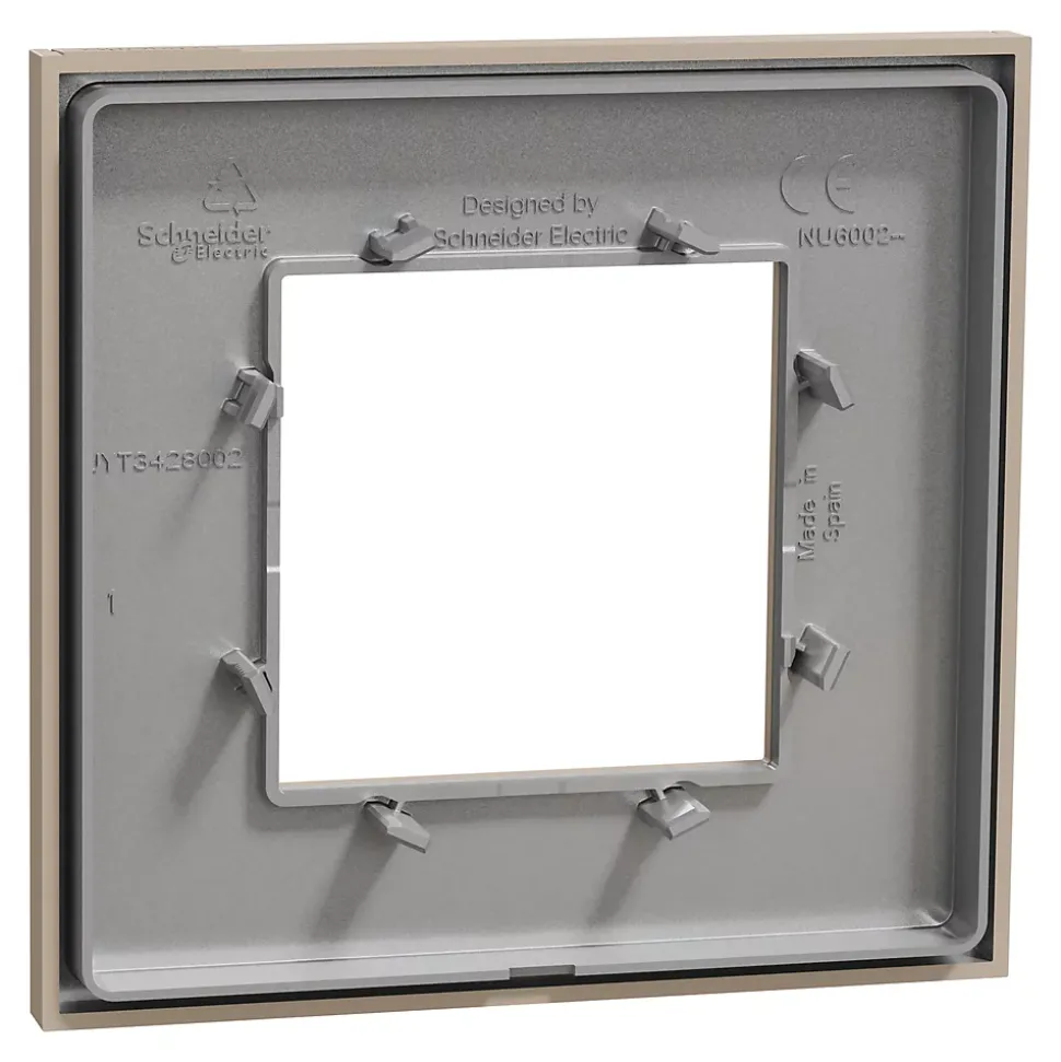 Plaque de finition 1 poste Schneider Electric Unica Déco Essentielle NU600226 coloris taupe l.88,6 x P.10,25 x H.85 mm