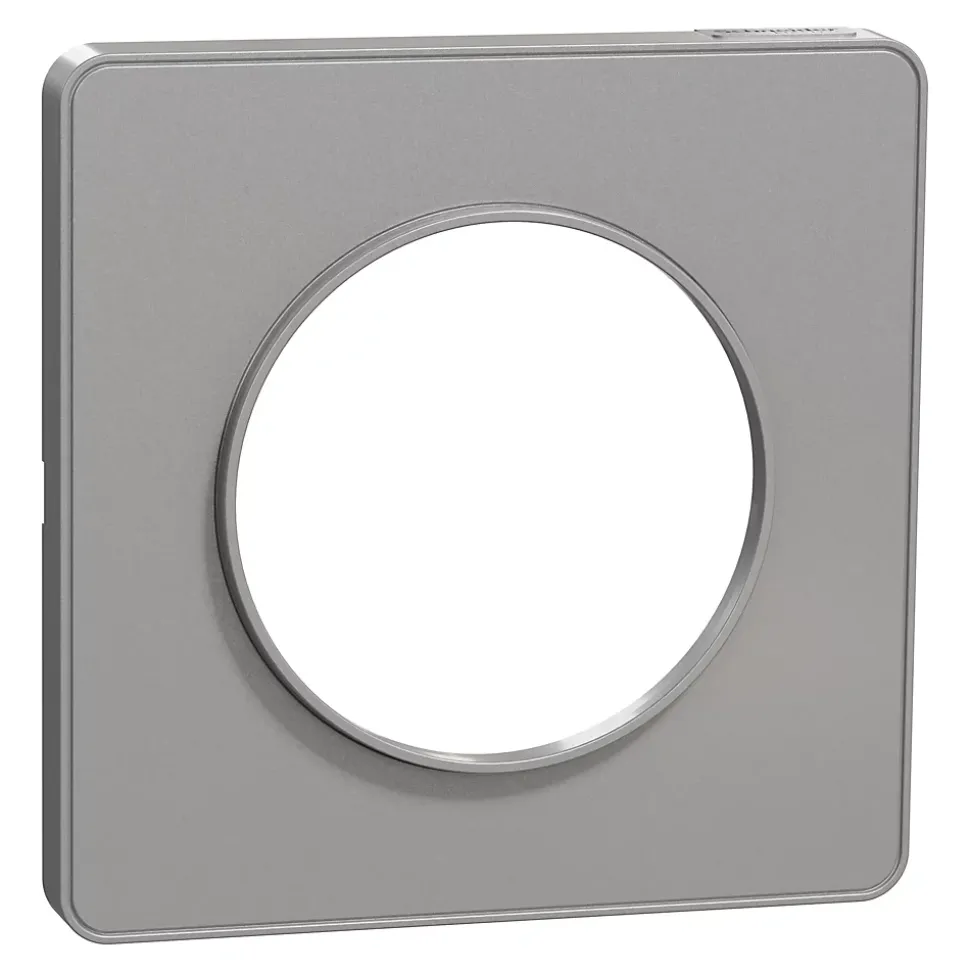 Plaque de finition 1 poste Schneider Electric Odace Touch S530802 coloris aluminium l.85 x P.10 x H.85 mm