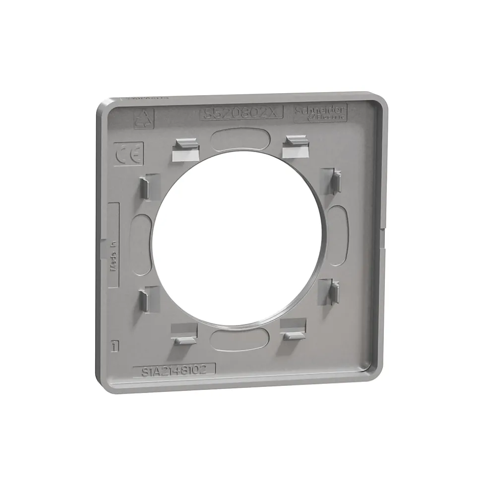 Plaque de finition 1 poste Schneider Electric Odace Touch S530802 coloris aluminium l.85 x P.10 x H.85 mm