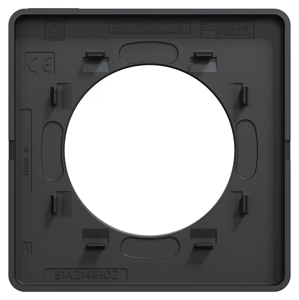 Plaque de finition 1 poste Schneider Electric Odace Touch S54C802 coloris anthracite avec liseré anthracite l.85 x P.10 x H.85 mm