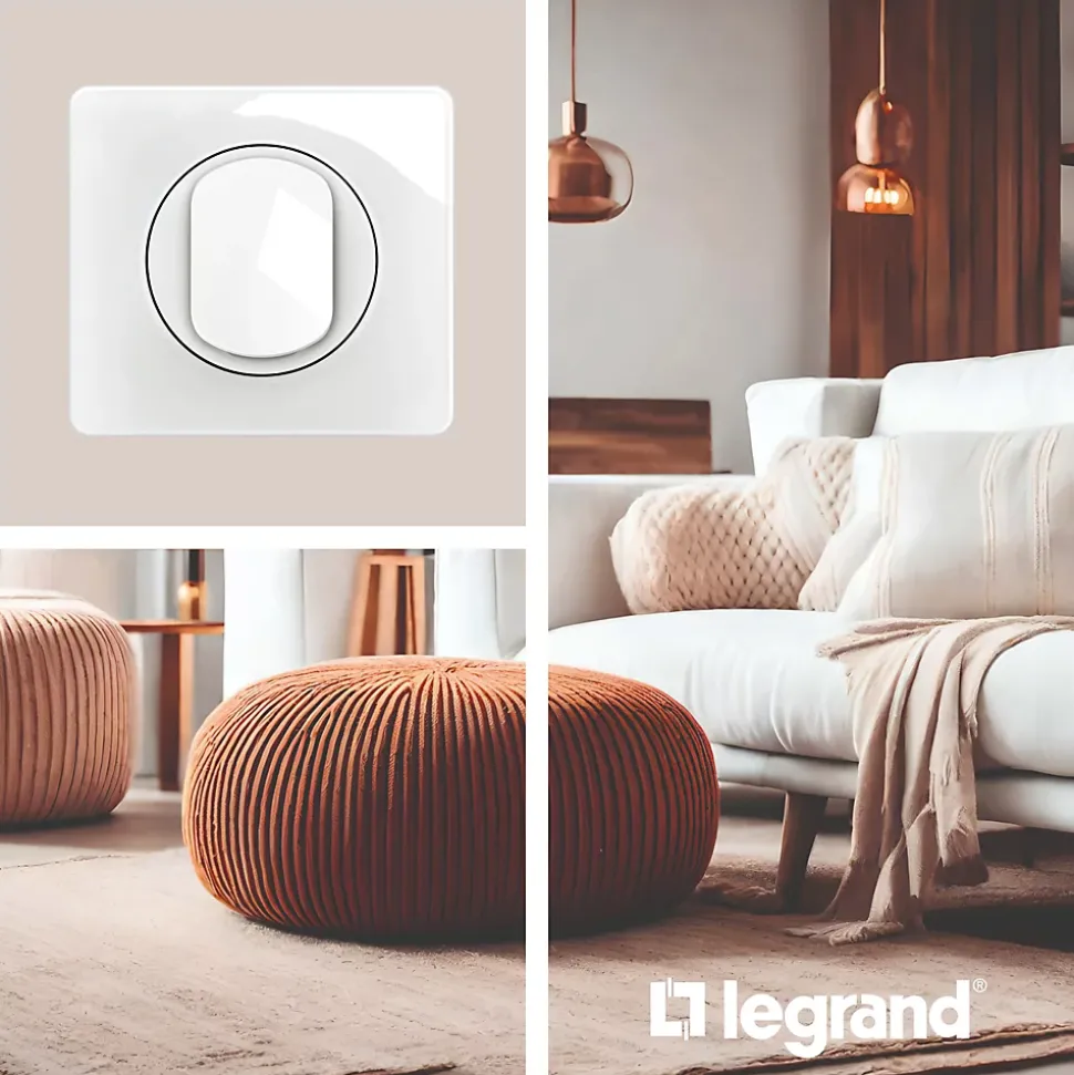 Plaque de finition 3 postes Legrand Céliane CP0023 coloris blanc émaillé l.232 x P.9 x H.82 mm