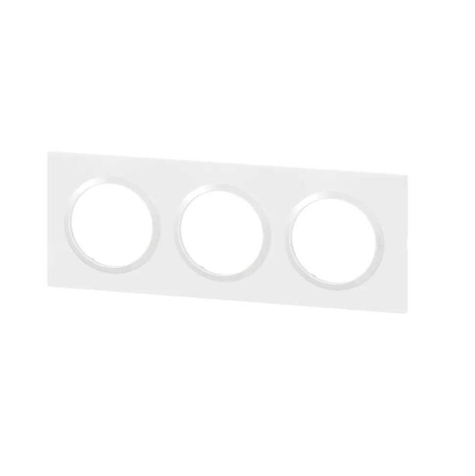 Plaque de finition 3 postes Legrand Dooxie 6 009 03 coloris blanc l.229 x P.10 x H.87 mm