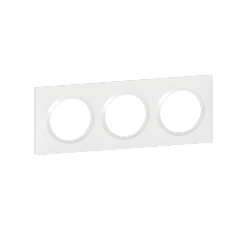 Plaque de finition 3 postes Legrand Dooxie 6 009 03 coloris blanc l.229 x P.10 x H.87 mm