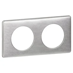 Plaque de finition 2 postes Legrand Céliane 0 998 66 coloris aluminium l.161 x P.9 x H.82 mm