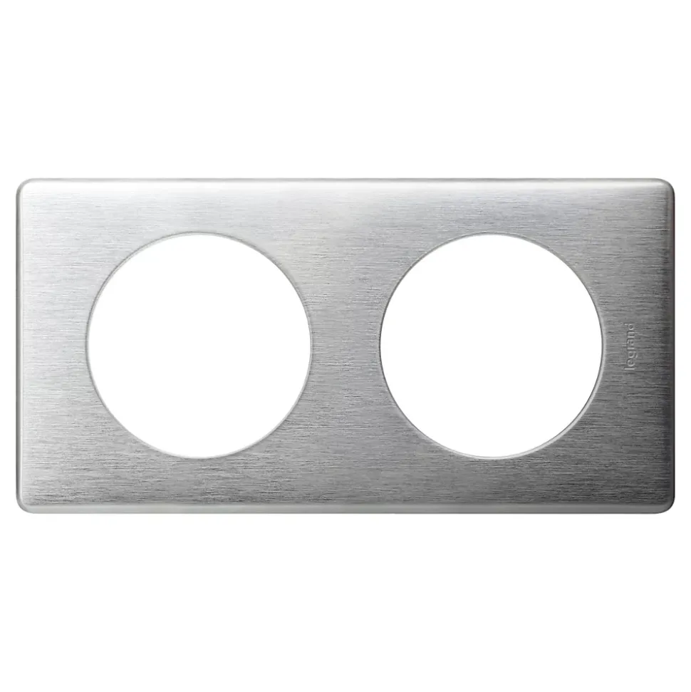 Plaque de finition 2 postes Legrand Céliane 0 998 66 coloris aluminium l.161 x P.9 x H.82 mm