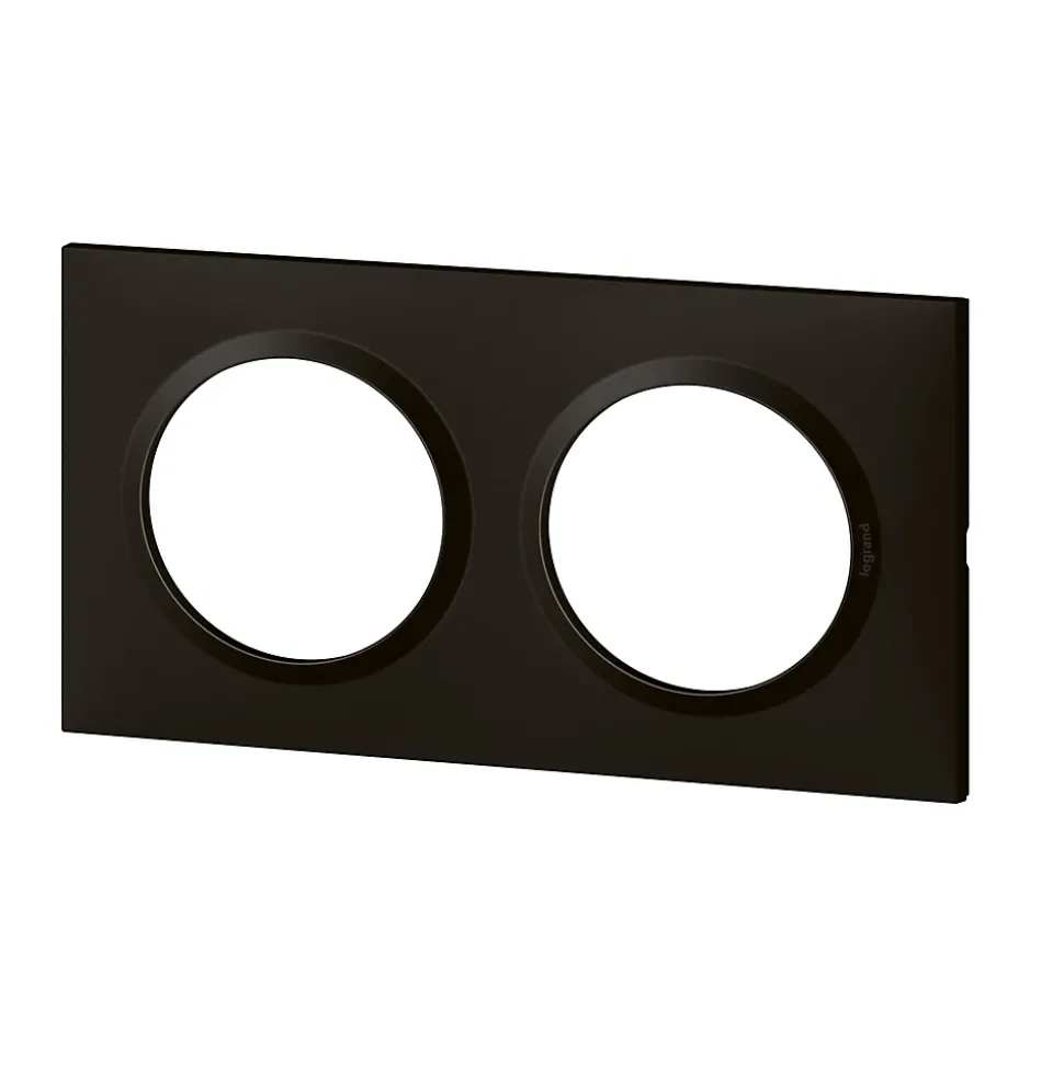 Plaque de finition 2 postes Legrand Dooxie 6 008 62 coloris noir velours l.158 x P.10 x H.87 mm