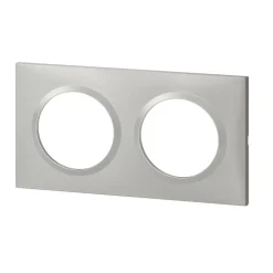 Plaque de finition 2 postes Legrand Dooxie 6 008 52 coloris aluminium l.158 x P.10 x H.87 mm