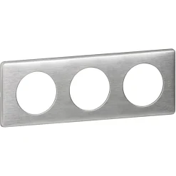Plaque de finition 3 postes Legrand Céliane 0 998 67 coloris aluminium l.232 x P.9 x H.82 mm