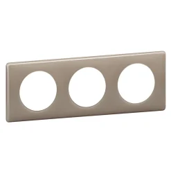 Plaque de finition 3 postes Legrand Céliane 0 988 25 coloris laqué galet l.232 x P.8,5 x H.82 mm