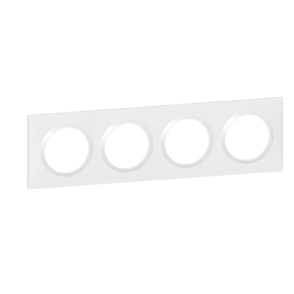 Plaque de finition 4 postes Legrand Dooxie 6 009 04 coloris blanc l.300 x P.10 x H.87 mm