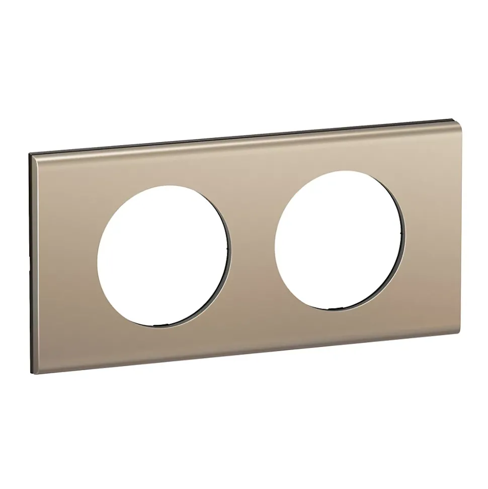 Plaque de finition 2 postes Legrand Céliane CP2102 coloris nickel satiné l.172 x P.9 x H.83 mm