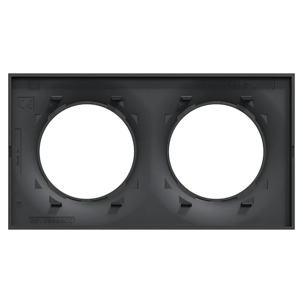 Plaque de finition 2 postes Schneider Electric Odace Styl S54C704 coloris anthracite avec liseré anthracite l.156 x P.10 x H.85 mm