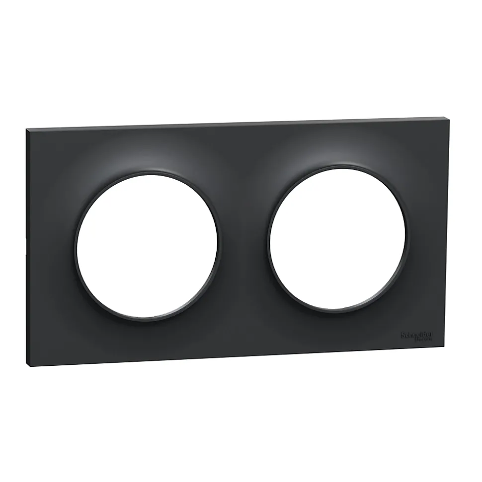 Plaque de finition 2 postes Schneider Electric Odace Styl S54C704 coloris anthracite avec liseré anthracite l.156 x P.10 x H.85 mm