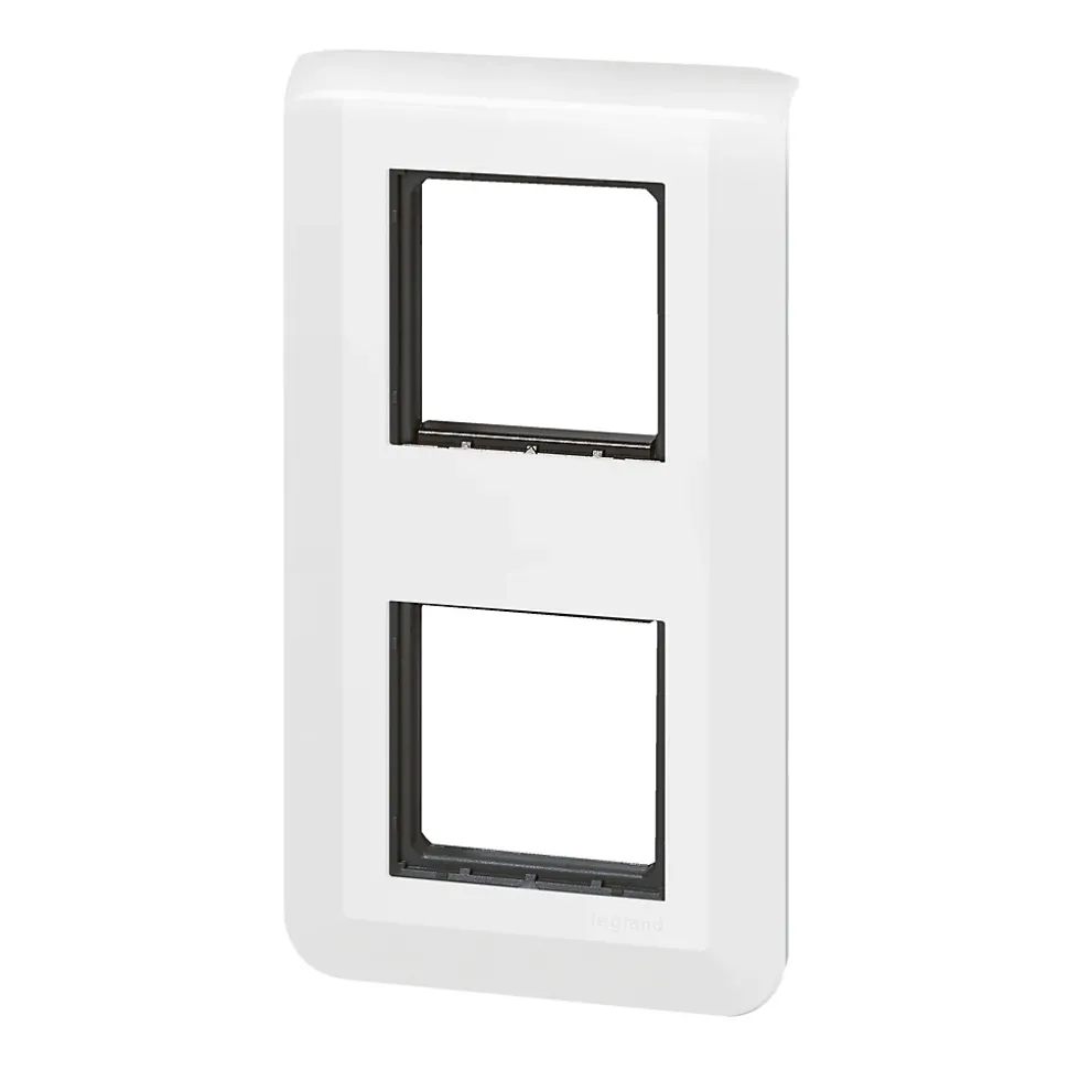 Plaque de finition 2x2 modules Legrand Mosaïc 0 994 73 coloris blanc l.153 x P.9 x H.82 mm
