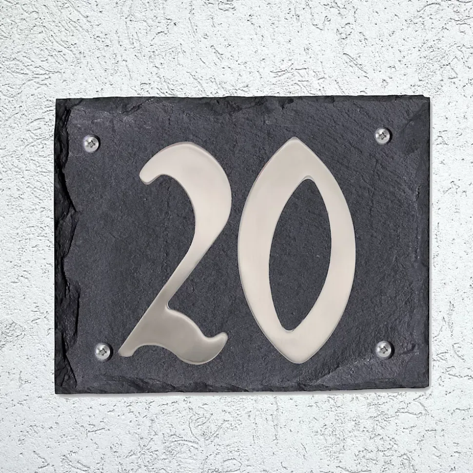 Plaque de numéro de rue, en schiste, noir, L.15 x l.18,5 cm, Chapuis CIXA11