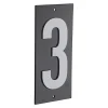 Plaque de signalisation 3, marquage blanc sur fond noir, panneau ABS à visser, 56x120mm - THIRARD