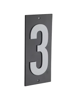 Plaque de signalisation 3, marquage blanc sur fond noir, panneau ABS à visser, 56x120mm - THIRARD