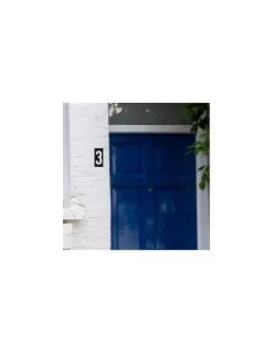 Plaque de signalisation 3, marquage blanc sur fond noir, panneau ABS à visser, 56x120mm - THIRARD