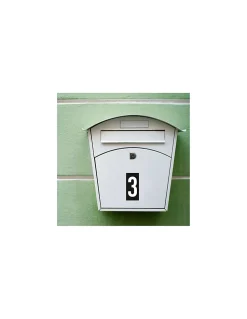 Plaque de signalisation 3, marquage blanc sur fond noir, panneau ABS à visser, 56x120mm - THIRARD