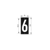 Plaque de signalisation 6, marquage blanc sur fond noir, panneau ABS à visser, 56x120mm - THIRARD
