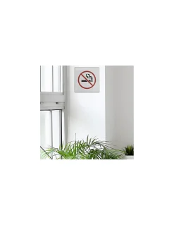 Plaque de signalisation Non Fumeur , à visser, inox brossé, marquage noir, 100x100mm - THIRARD