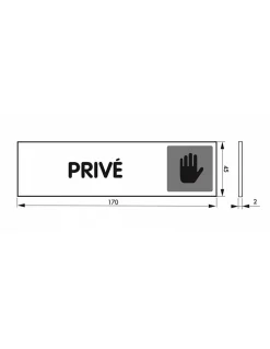 Plaque de signalisation Privé, plexiglass adhésif, 170x45mm - THIRARD