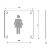 Plaque de signalisation WC Femme , à visser, inox brossé, marquage noir, 100x100mm - THIRARD