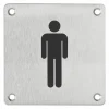 Plaque de signalisation WC Homme , à visser, inox brossé, marquage noir, 100x100mm - THIRARD