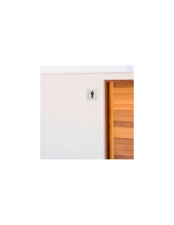 Plaque de signalisation WC Homme , à visser, inox brossé, marquage noir, 100x100mm - THIRARD